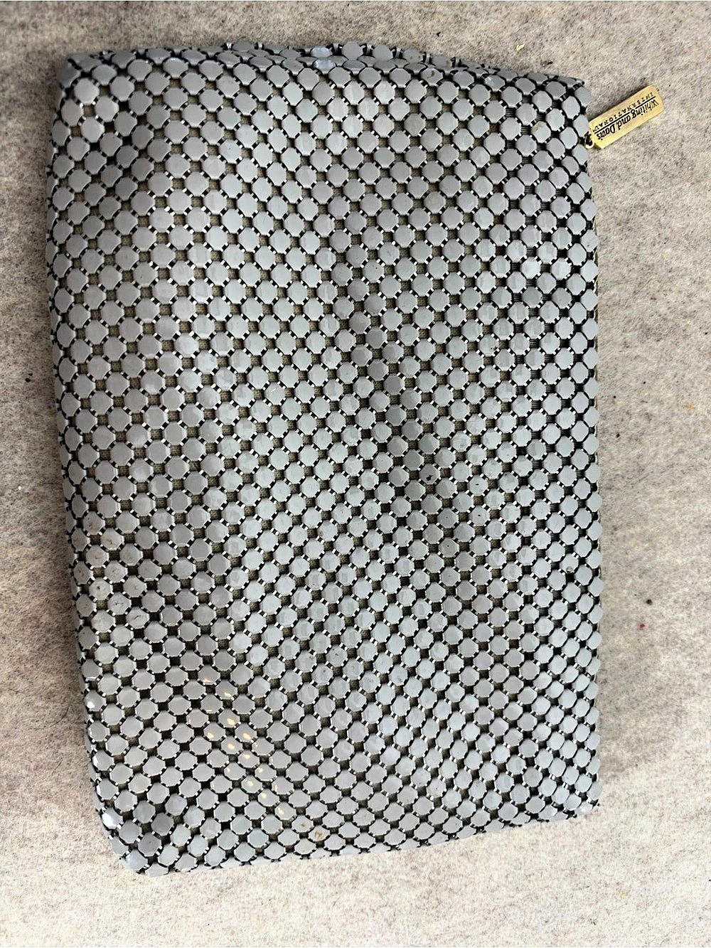 Whiting & Davis International Metal Mesh Zipper Pouch Silver